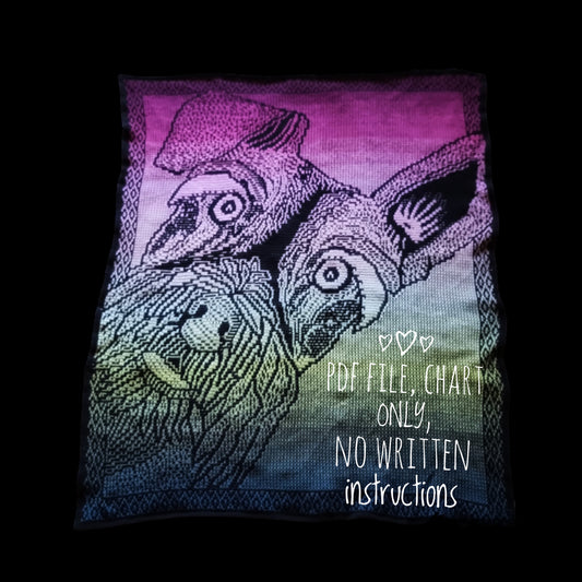 WOOFSAIC MOSAIC BLANKET, PDF CHART ONLY, NO WRITTEN INSTRUCTIONS