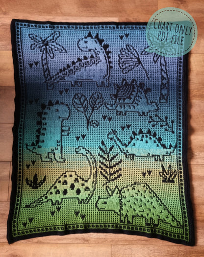 dinosaic blanket PDF crochet chart