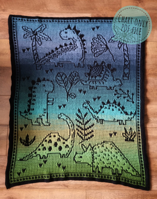 dinosaic blanket PDF crochet chart