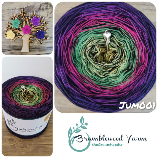 JUM001 gold/ frog/ hot pink/ thistle/ aubergine + black