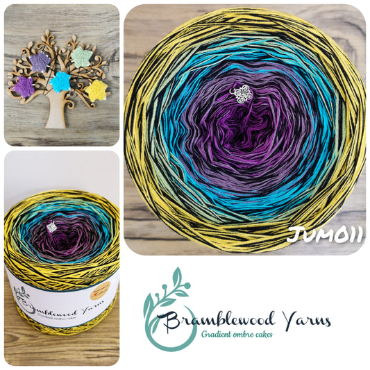 JUM011 thistle/ violet/ riviera/leaf green/sunny + black