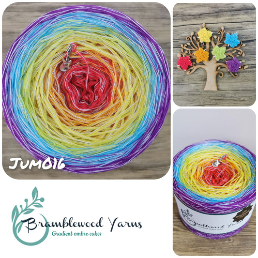 JUM016 CHERRY/ ORANGE/ SUNNY/ KIWI/ CAPRI/ THISTLE + LIGHT GREY