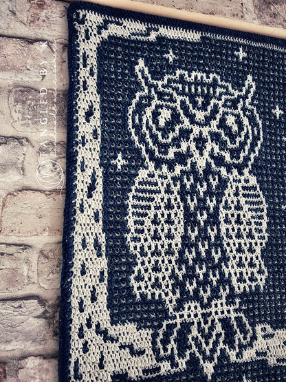 owlsaic wall hanging/ pillow case PDF crochet chart
