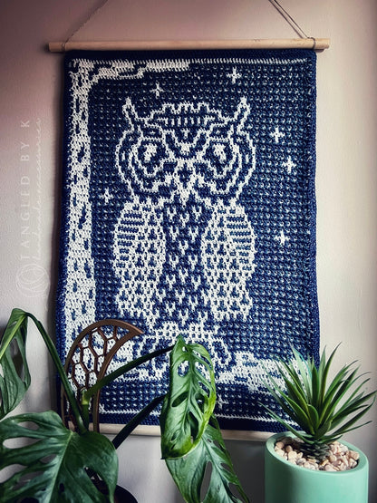 owlsaic wall hanging/ pillow case PDF crochet chart