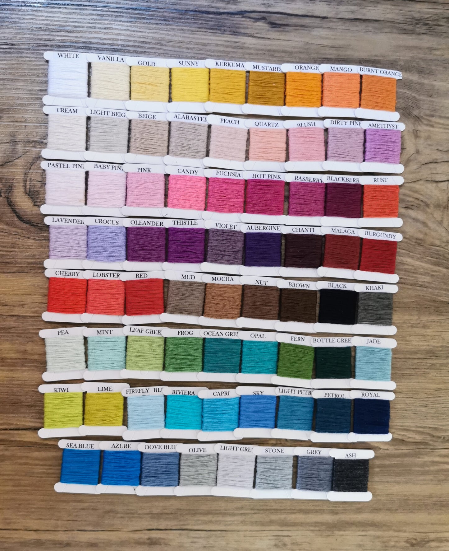50%cotton/50%acrylic solid colours