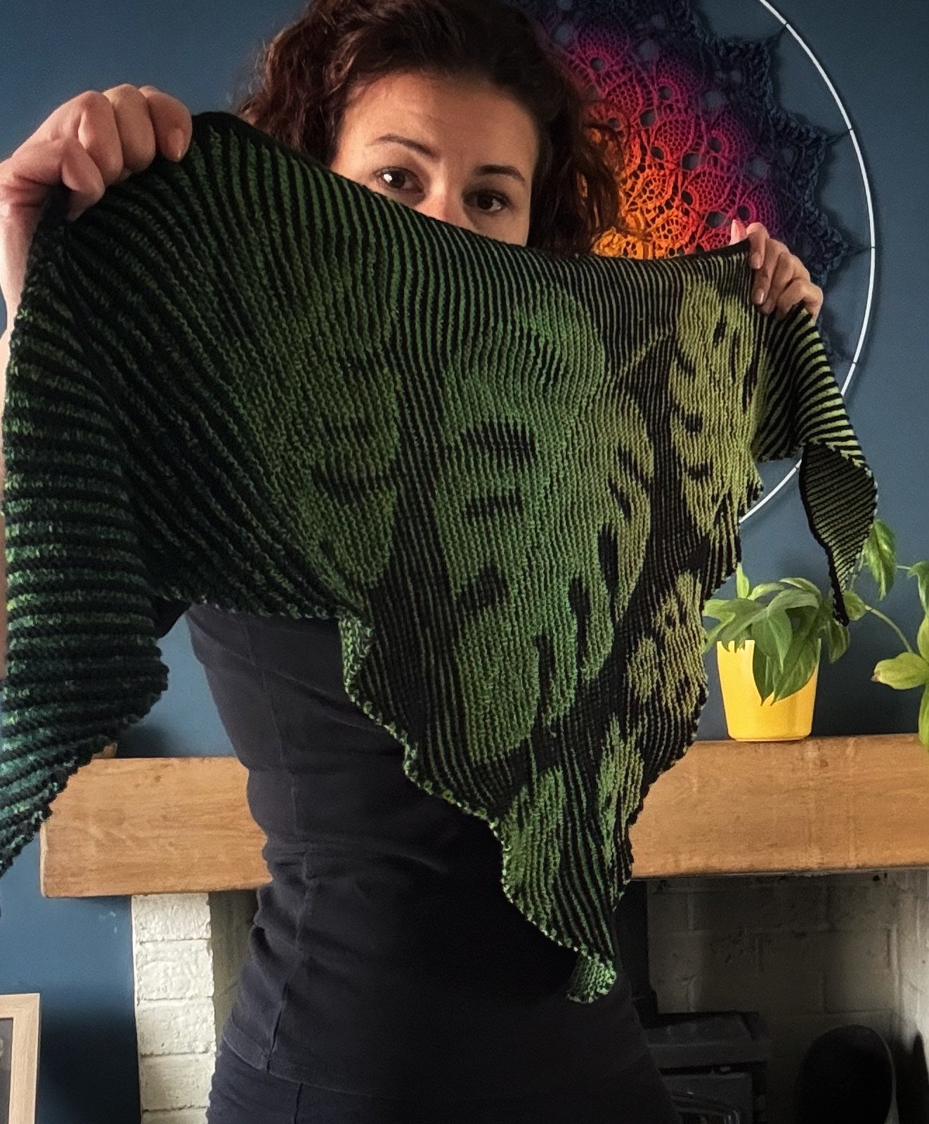 Monstera illusion shawl PDF pattern
