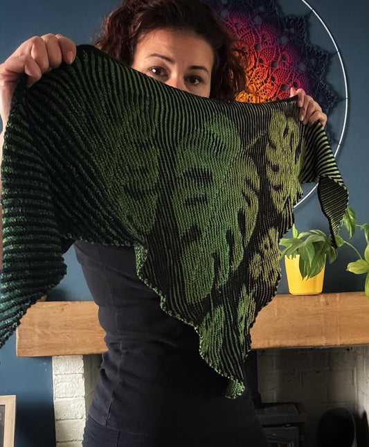 Monstera illusion shawl PDF pattern