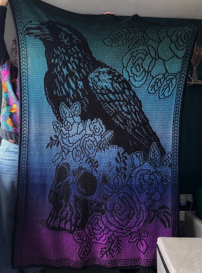crow and roses blanket pattern, no written instructions, chart only, PDF file.