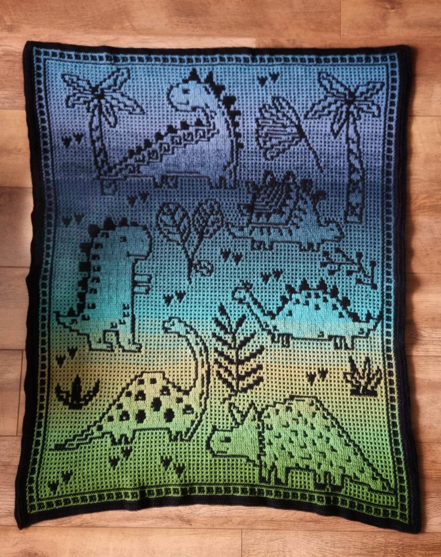 dinosaic blanket PDF crochet chart