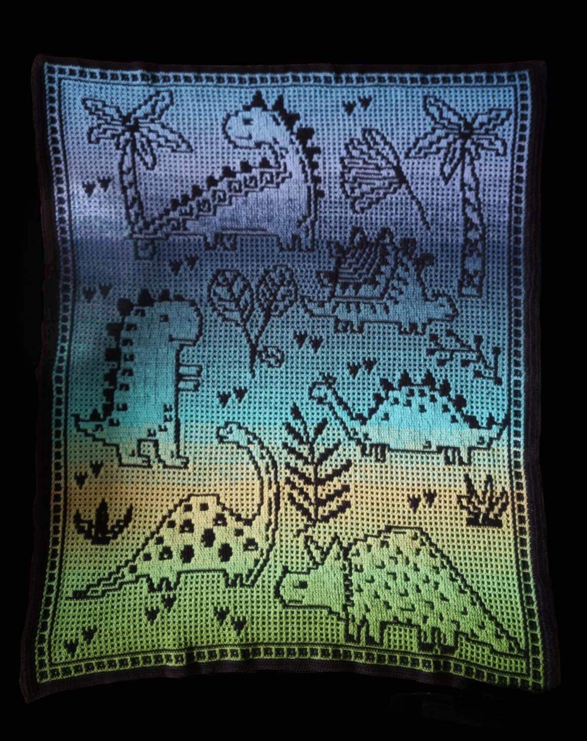 dinosaic blanket PDF crochet chart